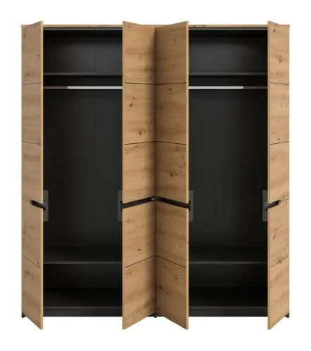 Schlafzimmer-Set Canu (L) | mit Kleiderschrank | artisan / Basalt grau | 4-teilig
