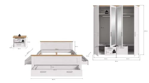 Schlafzimmer-Set Verona 2 | 3-teilig | mit Bettkastenauszügen | Artisan / Sibiu Lärche