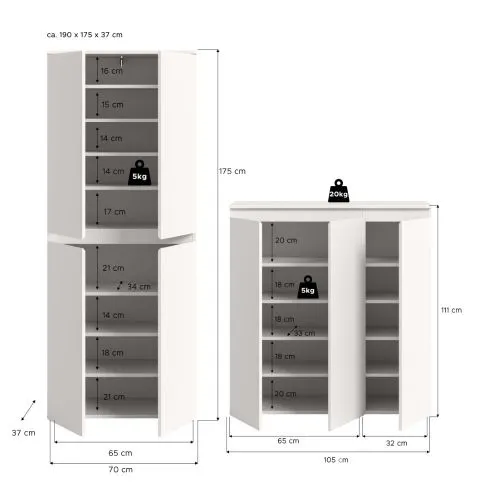 Schrankkombination Scarpa | 2-teilig | weiß