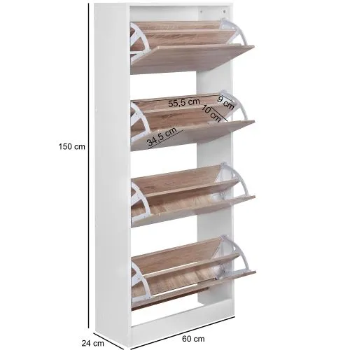Schuhschrank Schuhkipper Vera | mit Klappen | Sonoma / weiß
