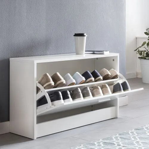 Schuhbank Schuhschrank Zoey | mit Klappe | weiß