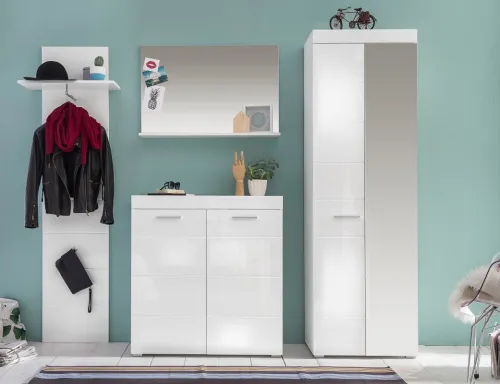 Schuhschrank Amanda | weiß Hochglanz