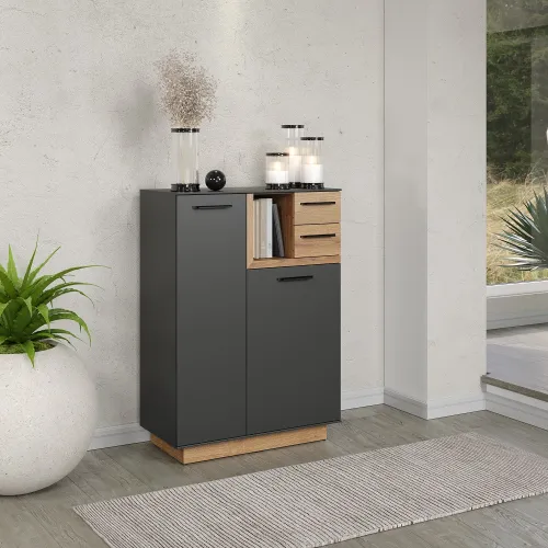 Schuhschrank Kommode Synnax | anthrazit grau / Coast Evoke Eiche