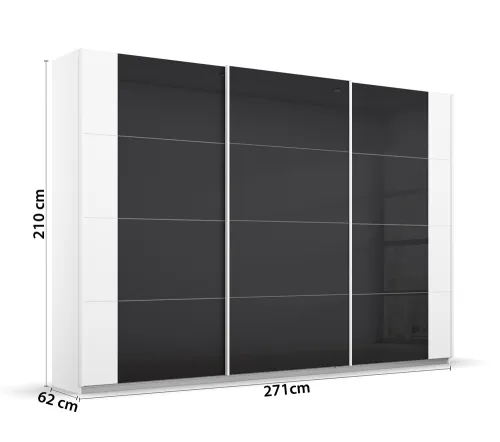 Schwebetürenschrank Artemis | mit Glastüren | alpinweiß / basalt grau | verschiedene Größe