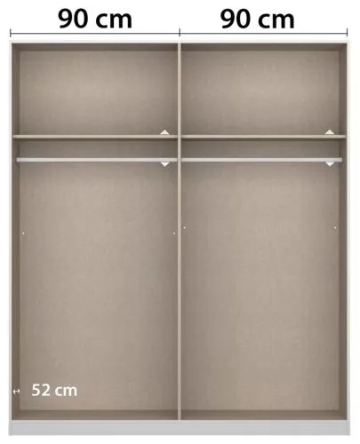 Schwebetürenschrank Artemis | mit Glastüren | alpinweiß / weiß | 181 x 210 x 62 cm
