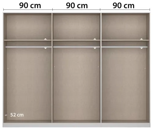 Schwebetürenschrank Artemis | mit Glastüren | Eiche Artisan / basalt grau | 271 x 210 x 62 cm