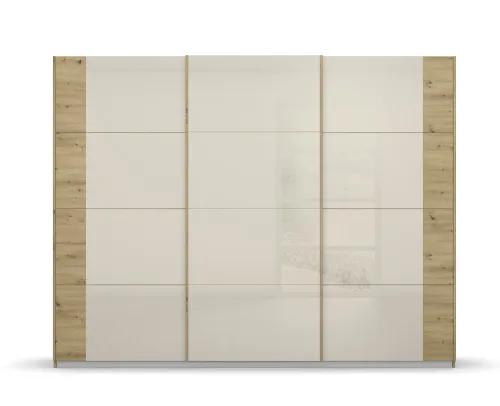 Schwebetürenschrank Artemis | mit Glastüren | Eiche Artisan / champagner | 271 x 210 x 62 cm