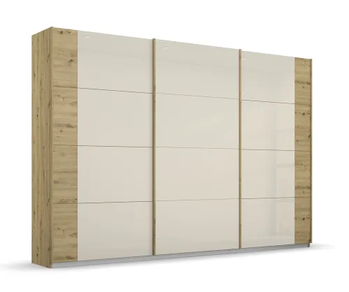 Schwebetürenschrank Artemis | mit Glastüren | Eiche Artisan / champagner | 271 x 210 x 62 cm