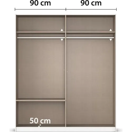 Schwebetürenschrank Elara mit Glas | alpinweiß / weiß | 181 x 210 x 62 cm
