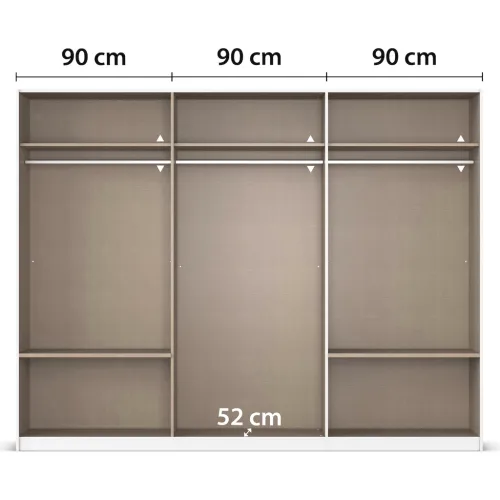 Schwebetürenschrank Elara mit Glas | grau metallic / basalt grau | 271 x 210 x 62 cm
