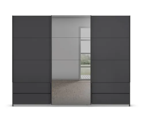 Schwebetürenschrank Elara mit Spiegel in grau | grau metallic | verschiedene Größe