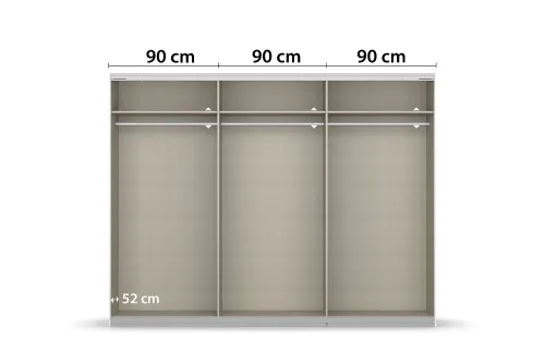 Schwebetürenschrank Kulmbach | 3-türig | mit Spiegel & Zubehör | weiß Hochglanz / alpinweiß | 271x210