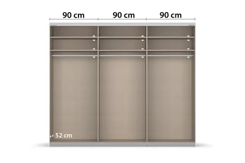 Schwebetürenschrank Kulmbach | 3-türig | mit Spiegel & Zubehör | weiß Hochglanz / alpinweiß | 271x229