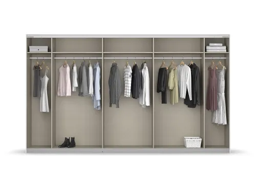 Schwebetürenschrank Kulmbach | 3-türig | mit Spiegel & Zubehör | weiß Hochglanz / alpinweiß | 360x210