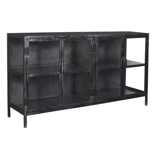 Sideboard Edfu | Glas & Metall | Vintage anthrazit