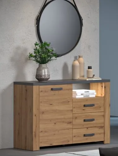 Sideboard Follow mit Schubkästen | Artisan Eiche / Matera grau
