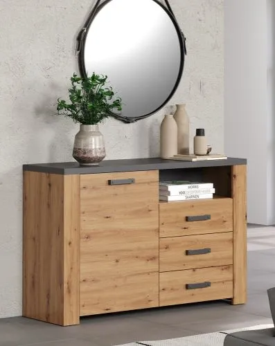 Sideboard Follow mit Schubkästen | Artisan Eiche / Matera grau ohne Beleuchtung