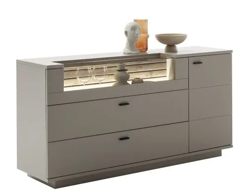 Sideboard Lüttich | Basalt / Wotan Eiche | optional LED Beleuchtung
