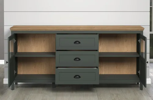 Sideboard Stanton | Tannengrün / Eiche