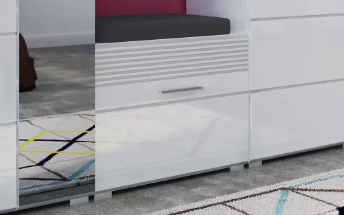 Sitzbank Linus | weiß Hochglanz ohne Sitzkissen