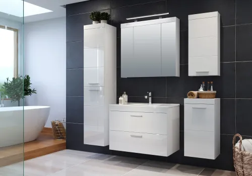 Spiegelschrank Devon | weiß Hochglanz