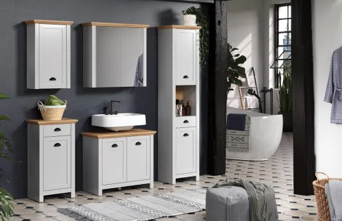 Spiegelschrank Landside | Landhausstil | Lichtgrau / Artisan Eiche