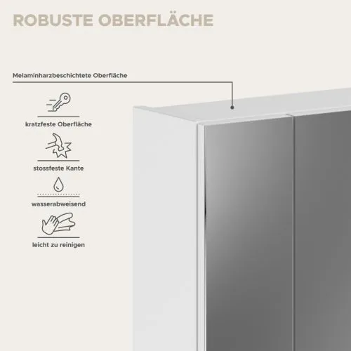 Spiegelschrank Linus | weiß Hochglanz | LED Beleuchtung mit LED Beleuchtung