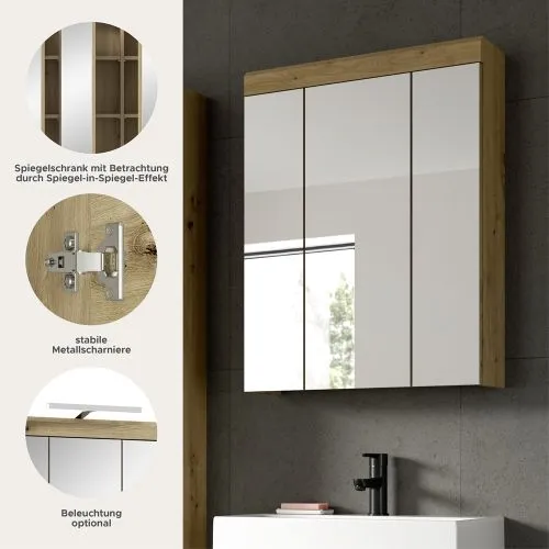 Spiegelschrank Scout | Artisan Eiche mit Aufsatzleuchte