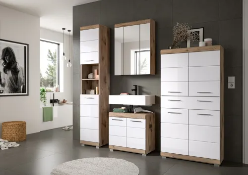Spiegelschrank Wave | Nox Oak | ohne Aufsatzleuchte