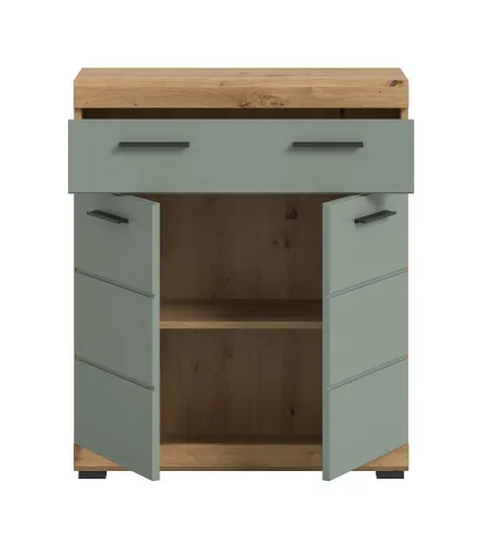 Standschrank breit Scout | mit Schubkasten | Salbei / Artisan Eiche