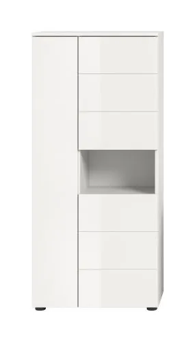 Standschrank breit Vira | weiß / weiß Hochglanz