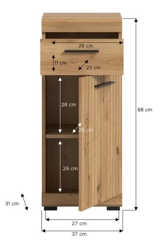 Standschrank Scout | mit Schubkasten | Artisan Eiche