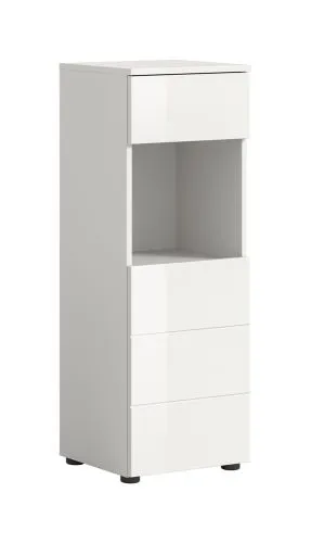 Standschrank Vira klein | weiß / weiß Hochglanz