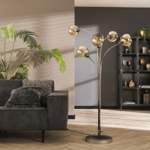 Stehlampe Anano | 5 Leuchten | Braunglas