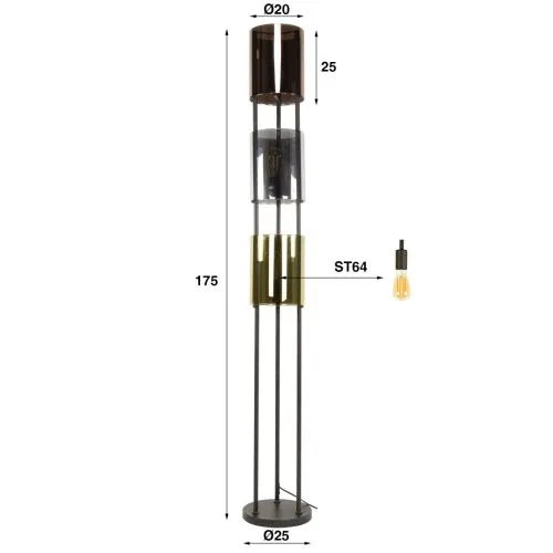 Stehlampe Enui | 3 Leuchten | Metall | Artic schwarz | 175 cm