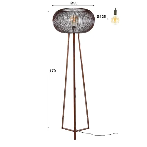 Stehlampe Fandu | Drahtschirm | schwarz Nickel