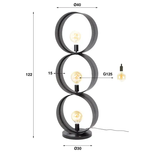 Stehlampe Jojo | 3 Leuchten | Metall | anthrazit | 120 cm