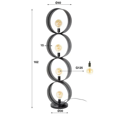 Stehlampe Jojo | 4 Leuchten | Metall | anthrazit | 160 cm