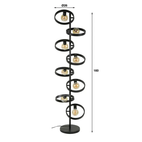 Stehlampe Yoko | 8 Leuchten | Metall | Charcoal