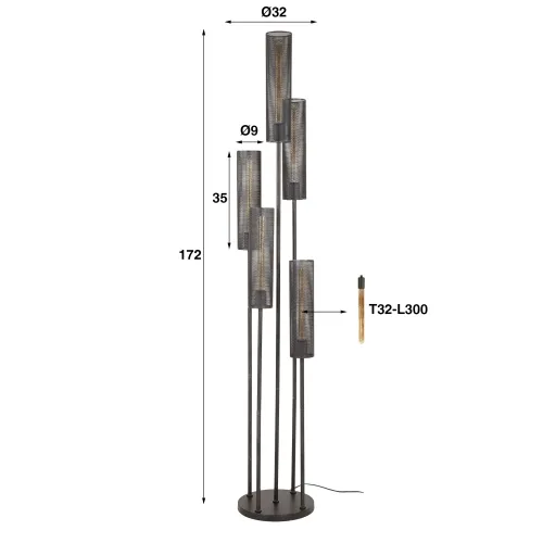 Stehleuchte Baro 5 Lampen | Metall | Artic schwarz