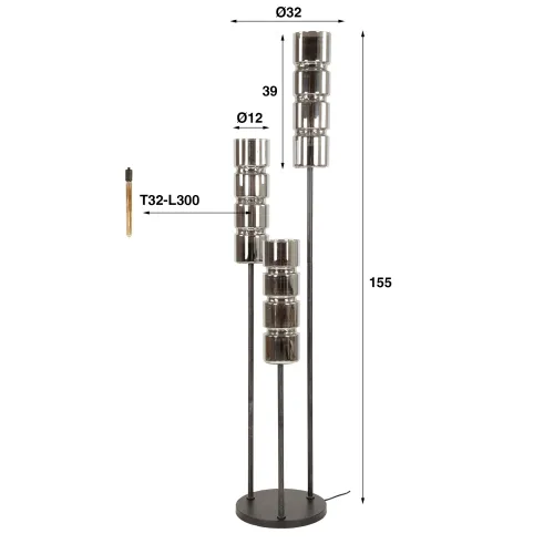 Stehleuchte Charle 3 Lampen | Metall | Artic schwarz