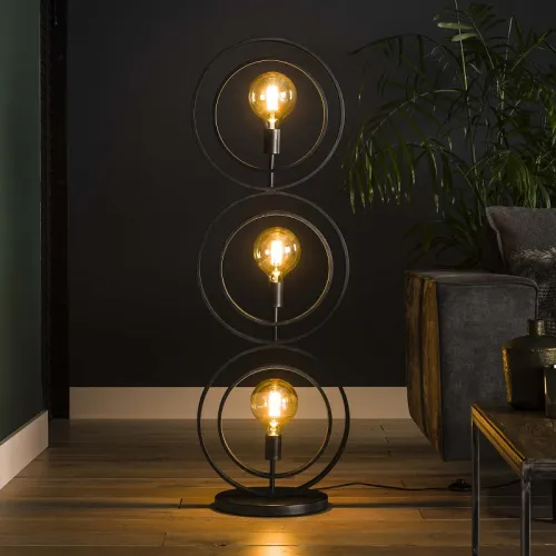 Stehleuchte Vejin 3 Lampen | Metallringe | Charcoal grau