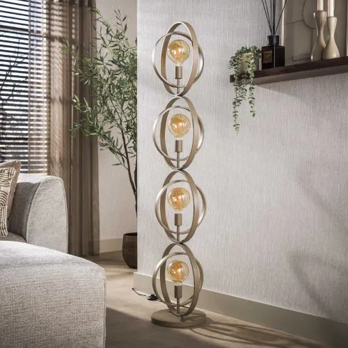 Stehleuchte Vejin 4 Lampen | Metallringe | Beige