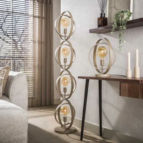 Stehleuchte Vejin 4 Lampen | Metallringe | Beige