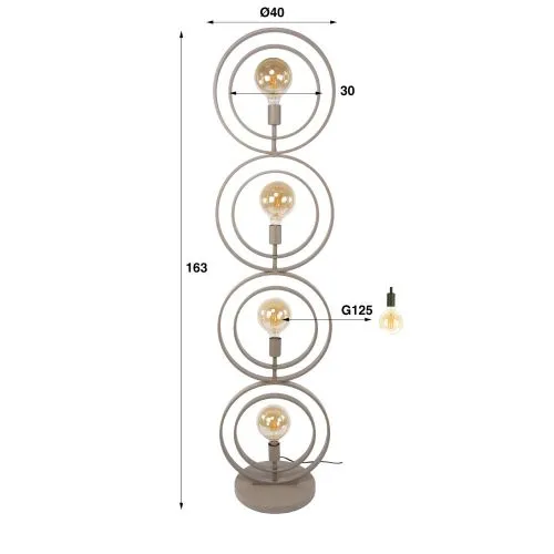 Stehleuchte Vejin 4 Lampen | Metallringe | Beige