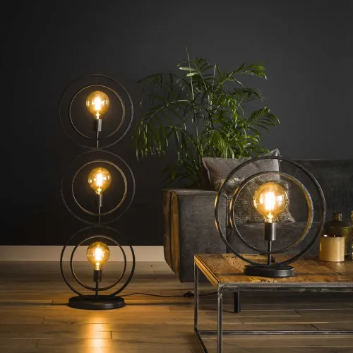Stehleuchte Vejin 4 Lampen | Metallringe | Charcoal grau