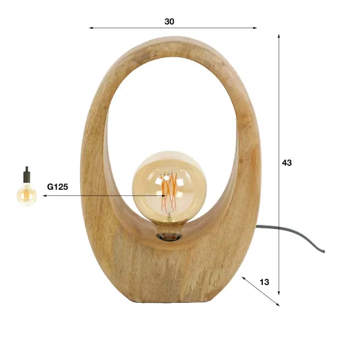 Tischlampe Kuma | Mango massiv | 30 cm | naturel