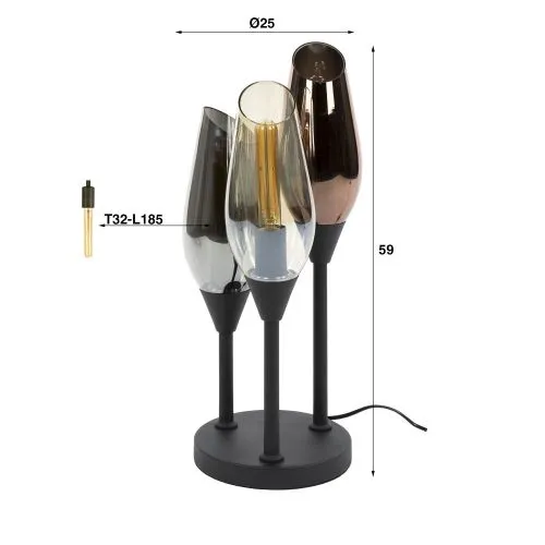 Tischlampe Tulip | 3 Leuchten | schwarz