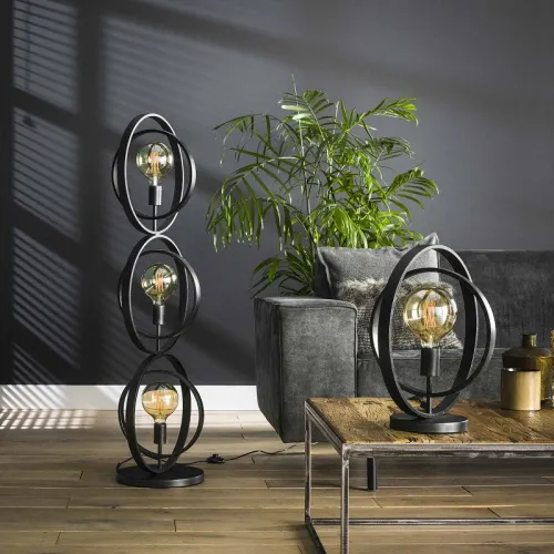 Tischleuchte Vejin | Metallringe | Charcoal grau