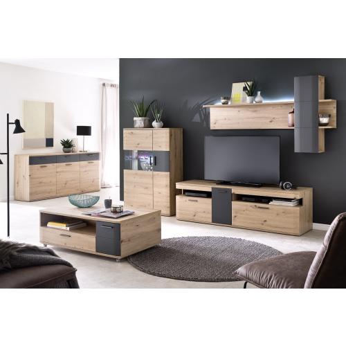 TV-Board Cortona 2 | Balkeneiche / anthrazit